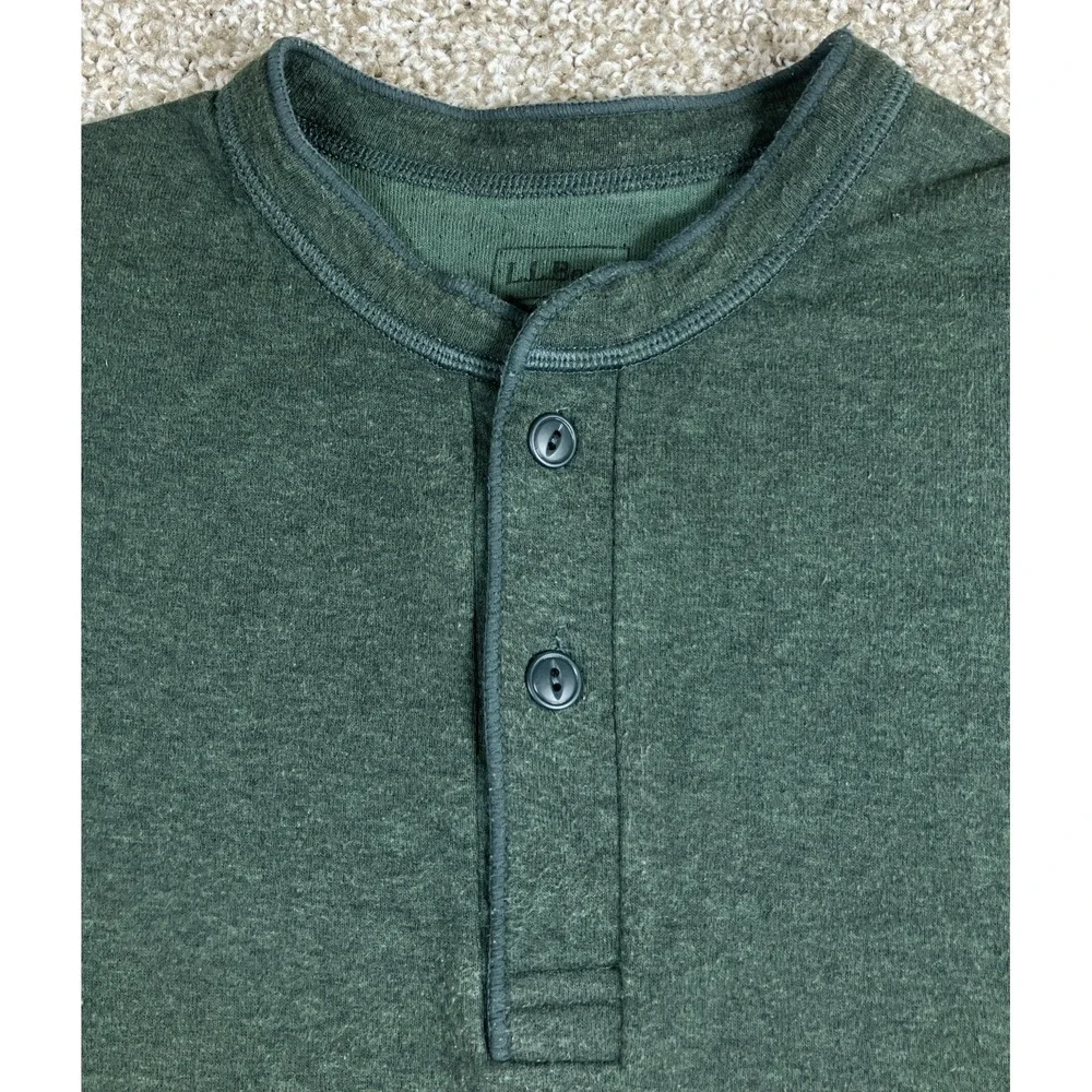 LL Bean Mens River Driver Shirt Forest Green Size Medium‎ Henley Wool Blend